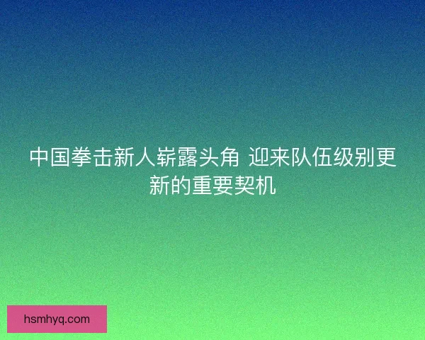 中国拳击新人崭露头角 迎来队伍级别更新的重要契机