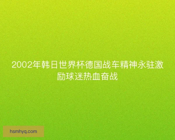 2002年韩日世界杯德国战车精神永驻激励球迷热血奋战