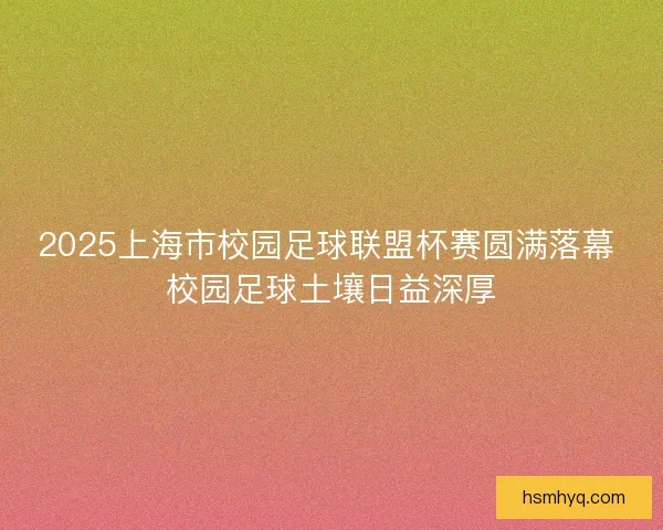 2025上海市校园足球联盟杯赛圆满落幕 校园足球土壤日益深厚